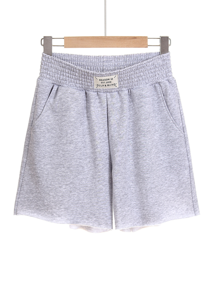 Light gray high-waist cotton shorts front view