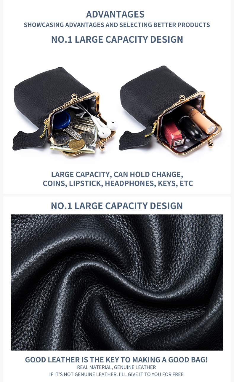 New leather mini mouth red envelope ins style lychee pattern multifunctional lipstick box convenient change coin storage_voghion.com