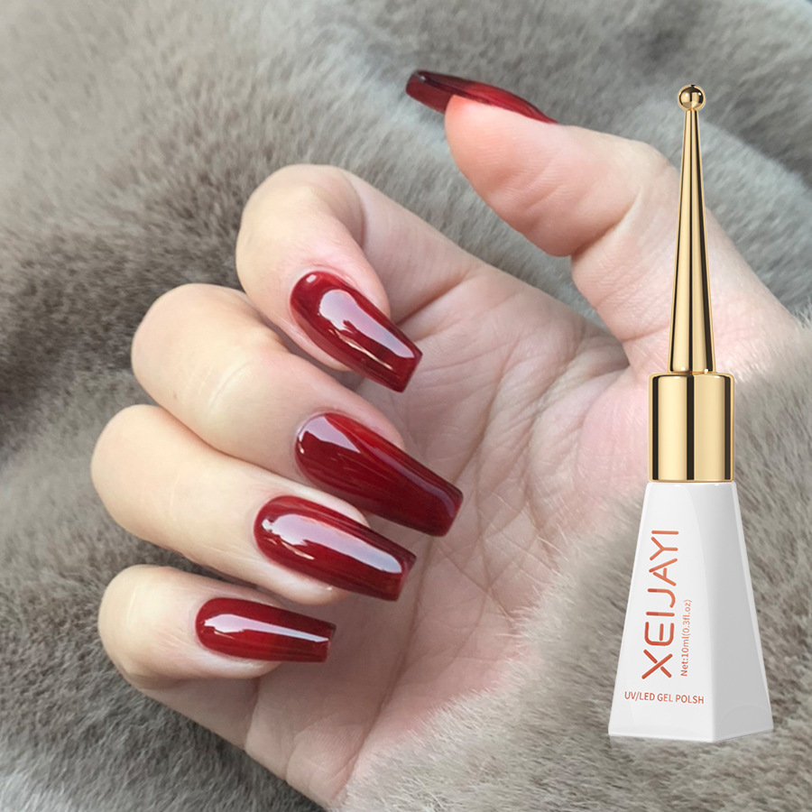 Internet celebridad 2023 nueva vaca esmalte de uñas rojo pegamento uñas belleza Rubí Rojo otoño e invierno blanco transparente rojo fototerapia pegamento popular