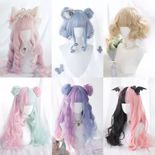 假发女可爱岛特惠Lolita全头套JK原宿缤纷多巴胺系列渐变整顶仿真