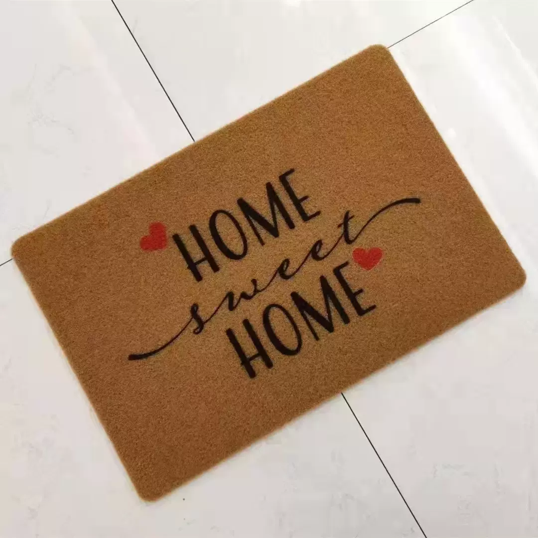 亚马逊热卖款新型仿椰棕钢丝垫印花款可指定图案刮泥除尘家用地垫