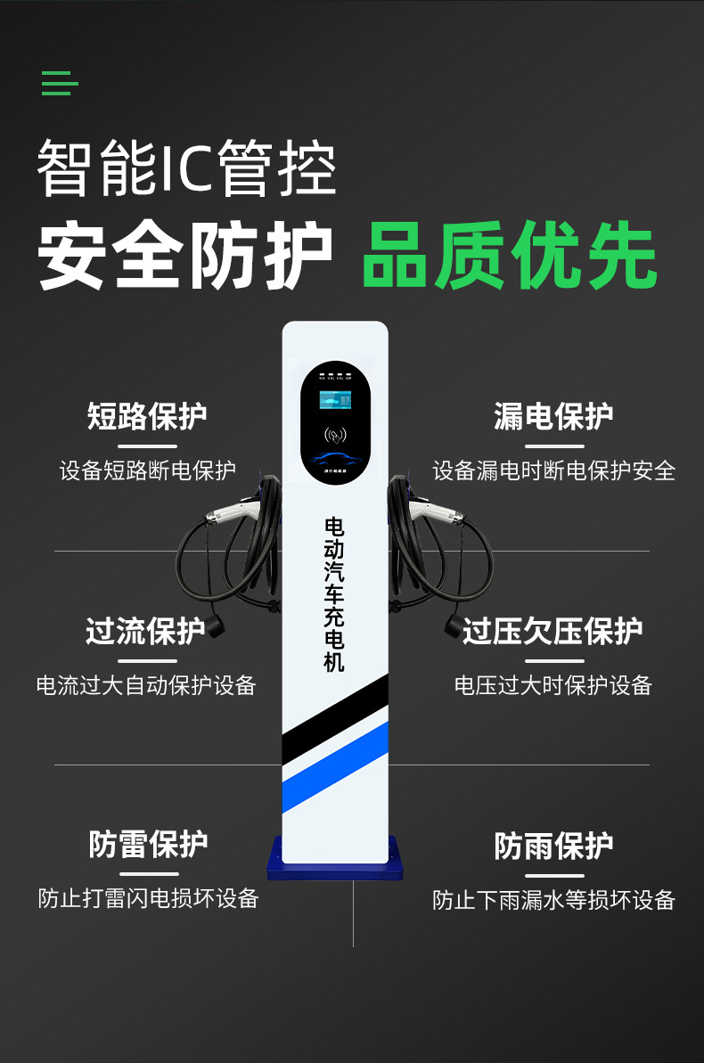 Greenline New Energy Vehicle Charging Station with Qr Code Payment, Electric 7Kw/14Kw Universal Card-Powered Commercial Single/Double Gun Charger
