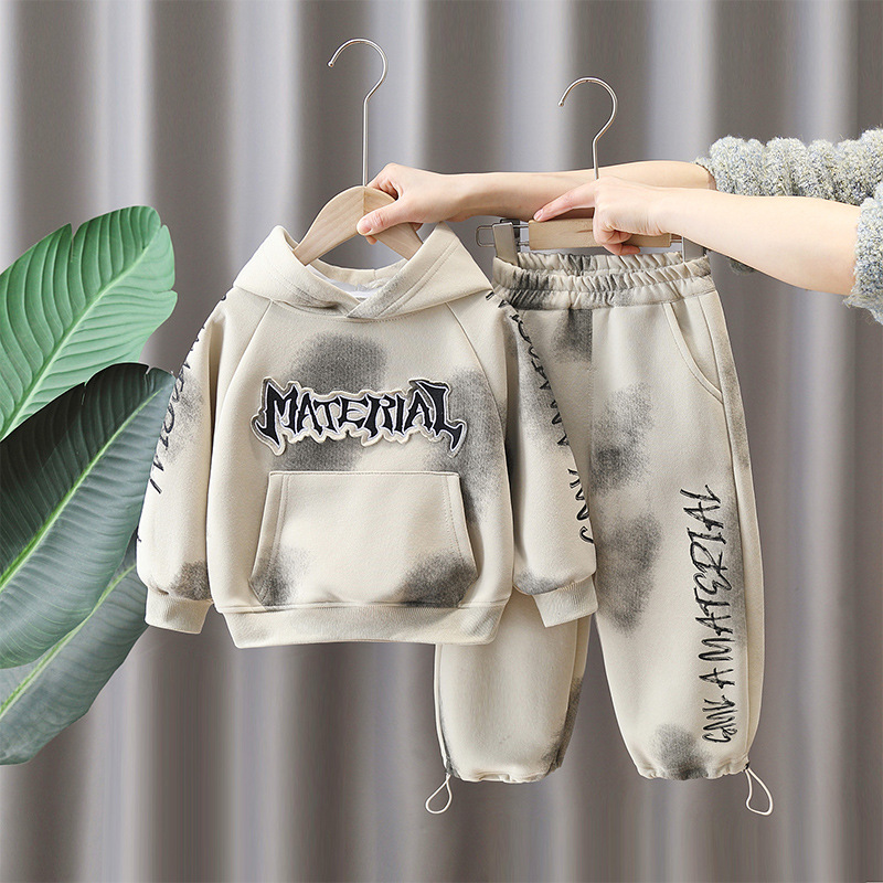 5816 traje de suéter de niño 2025 nueva ropa de primavera y otoño ropa de niño fresca de moda de otoño de dos piezas para niños