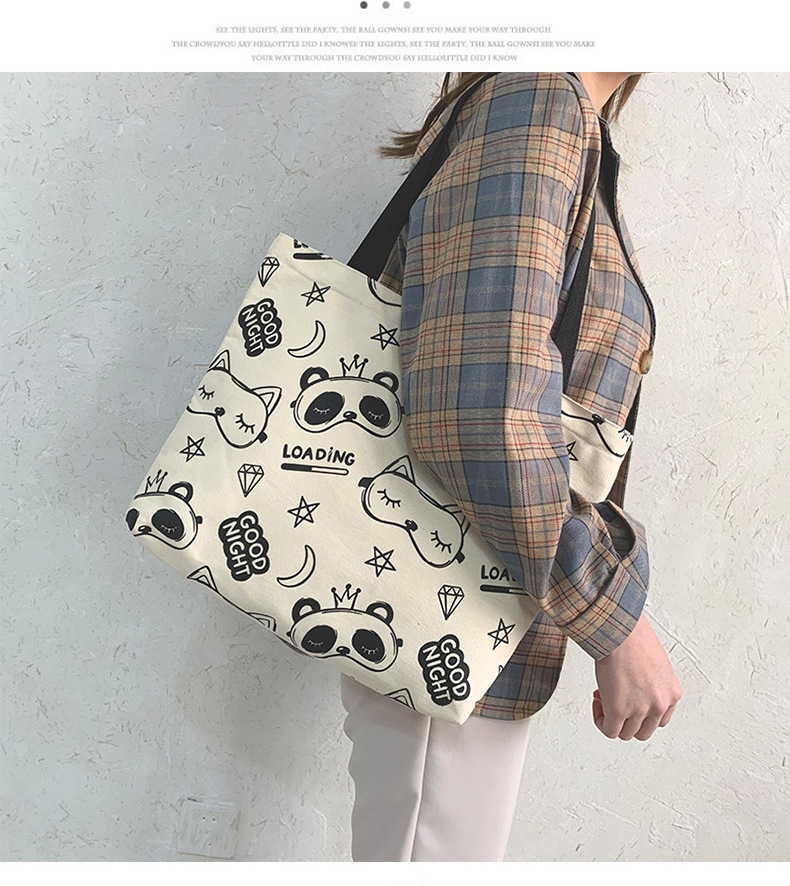 Women's Large Canvas Animal Cartoon Cute Zipper Tote Bag display picture 1