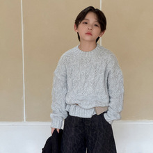 奶酪与喵童装男童毛衣2025秋季新款韩版麻花纹宽松圆领套头衫潮童