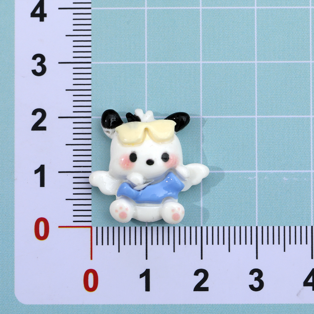 Alas de Ángel de dibujos animados sombrero amarillo Pacha perro resina accesorios DIY crema pegamento Pacha teléfono caso accesorios de pelo parche al por mayor