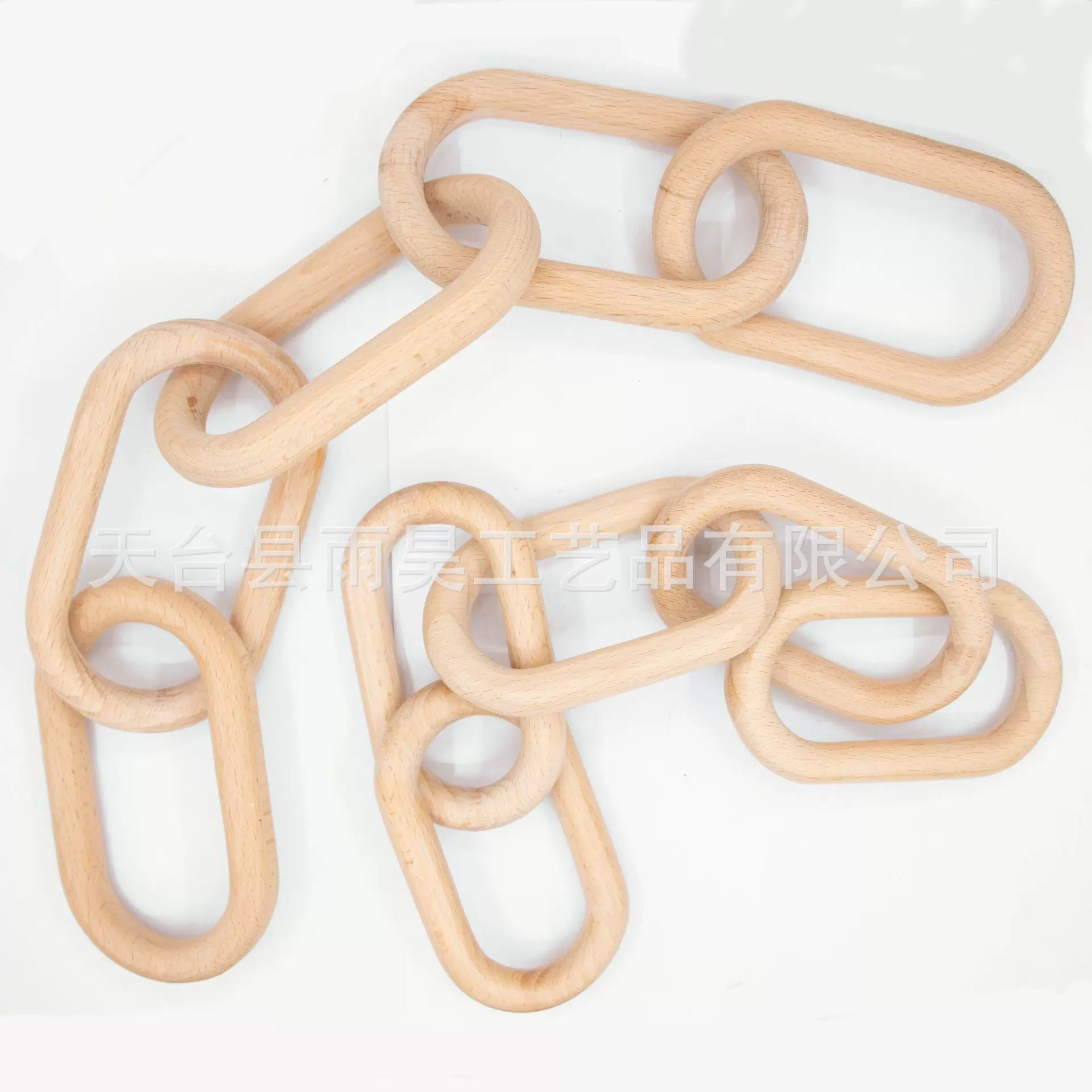 天然木质五环装饰木质链条扣墙上装饰木链条摆件拍照背景挂件装饰