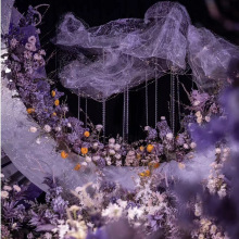 婚庆紫色系列花材仿真花玫瑰婚礼堂装饰吊顶背景花艺路引地排插花