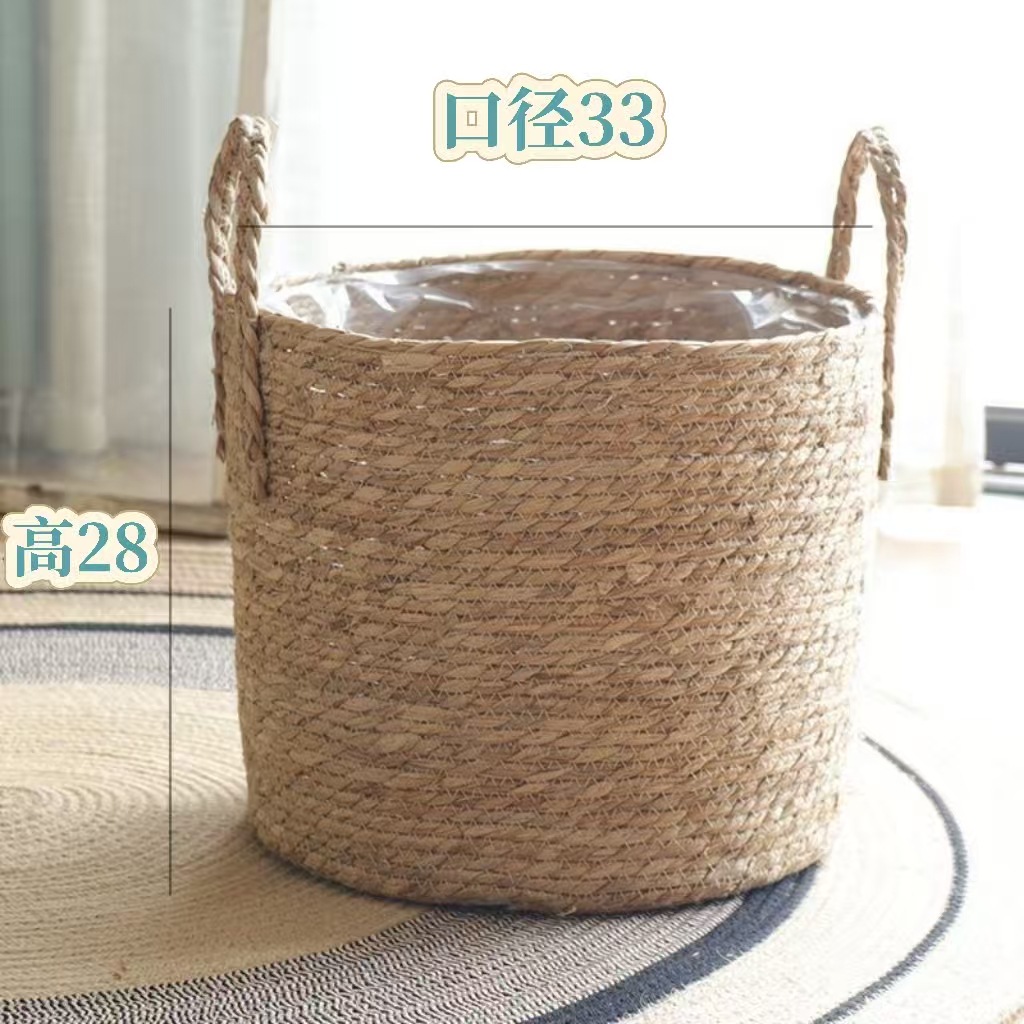 Maceta Tejida de Paja de Hierba de León, Impermeable y Decorativa, para Sala de Estar image 10