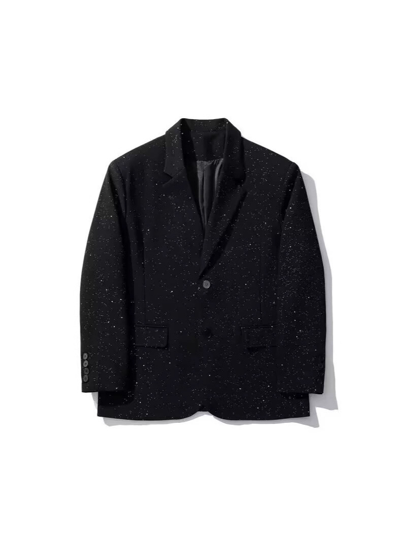 Cross-Border Starry Sky Design Blazer for Men, High-End, Stylish, Versatile, Korean Style, Eye-Catching, Shiny Gold-Stamped Suit