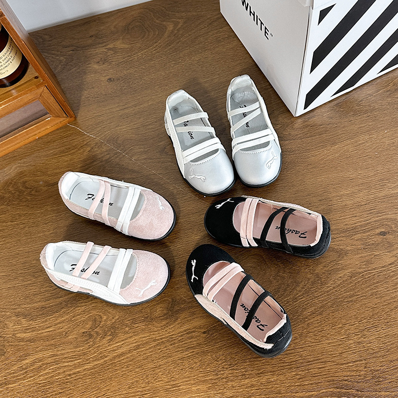 2025 Spring and Autumn Girls' Ballet Shoes Slip-On Flat Shoes Children's Mary Jane Hollow Shallow Casual Shoes Korea