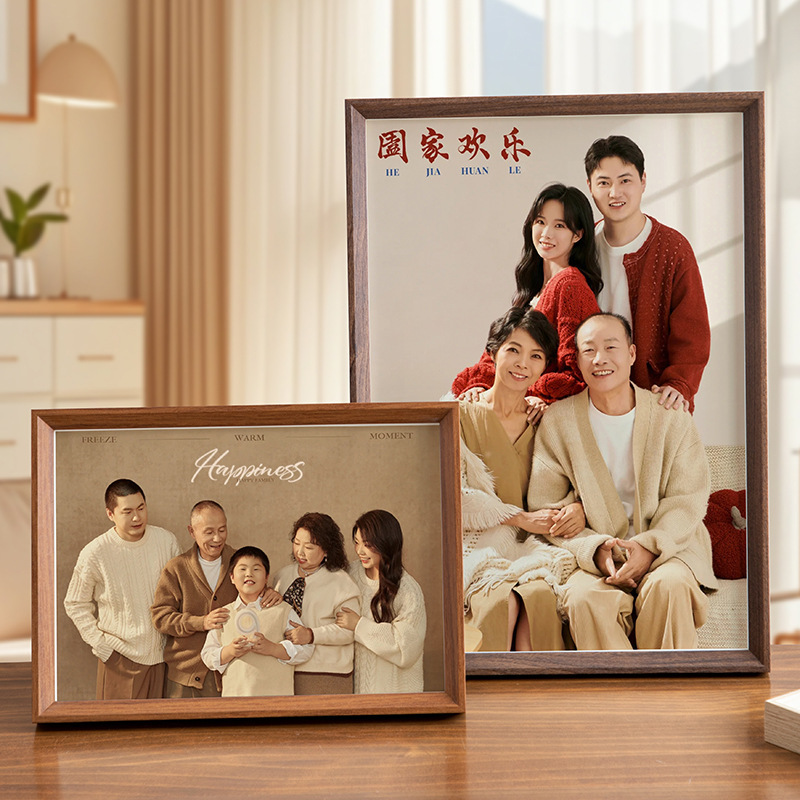 Family Portrait Photo Frame Solid Wood Texture Tabletop Empty Frame Large Size 12inch 8inch Couple Wedding Photo High-End Feel