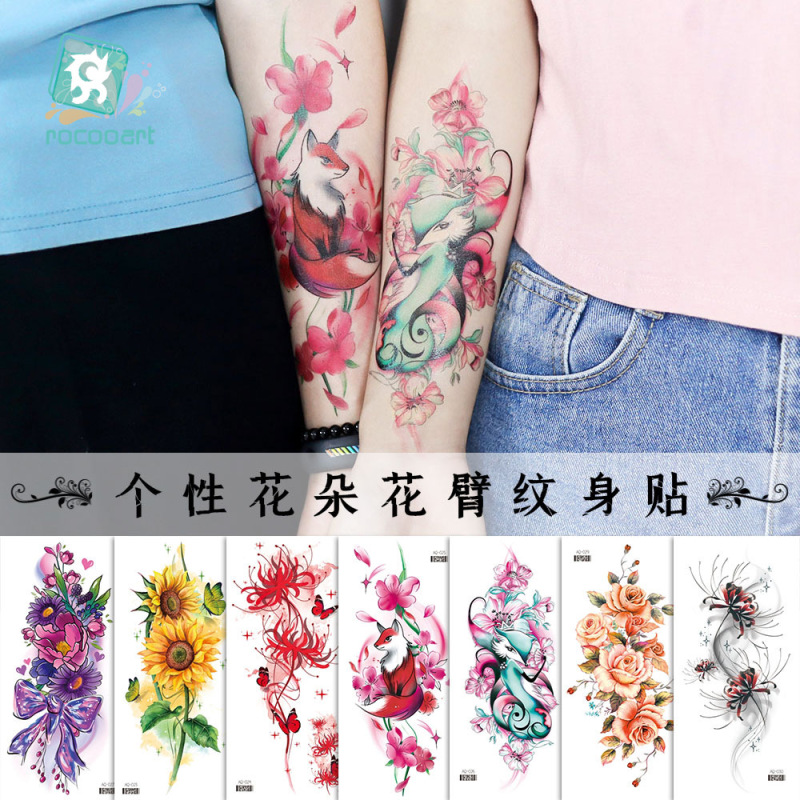 Ricklon New Source Flower Tattoo Sticker Fashion Flower Arm Waterproof Tattoo Sticker Lasting Body Painted Sticker