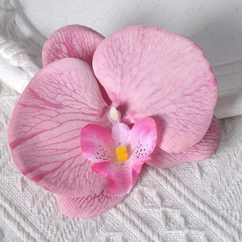 Película blanca Phalaenopsis flor cabeza pétalo simulación flor accesorios tocado horquilla diy flor decorativa de boda hecha a mano