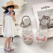 2025跨境儿童凉鞋女童外穿透气沙滩鞋水晶果冻软底女孩公主鞋夏季