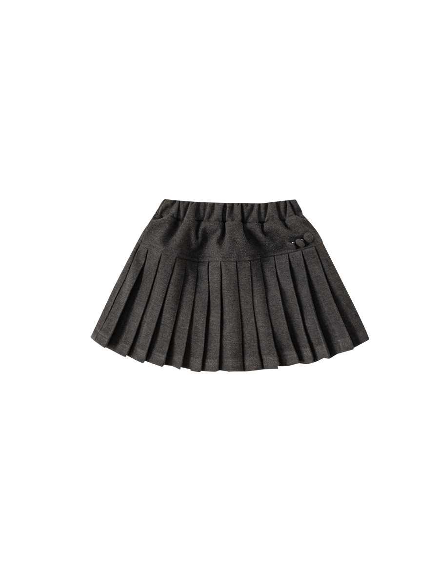 Yubao niños otoño invierno nuevo vestido de busto niñas vestido corto de color sólido, niñas estilo universitario botón de cierre