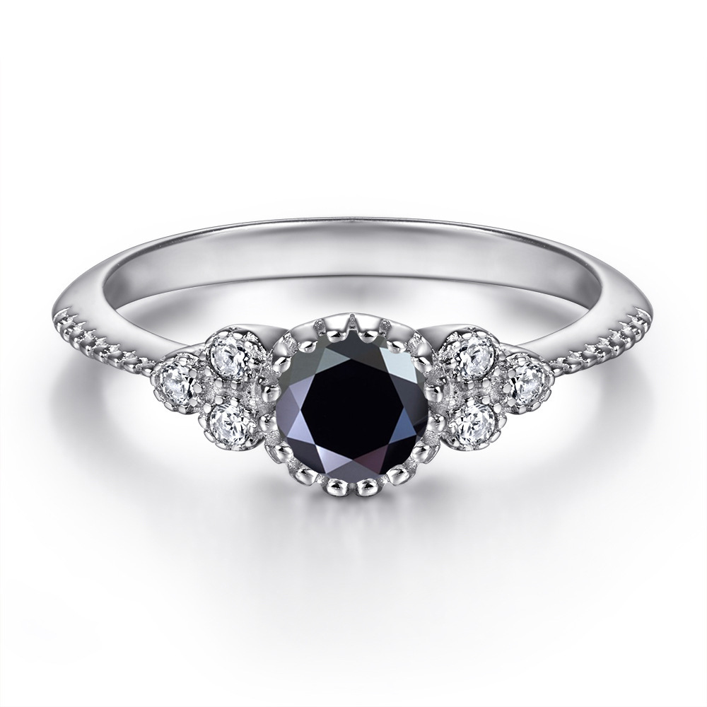 Anillo de plata esterlina s925 in color moissanita índice anillo de mujer amazon 0.5 quilates anillo de diamantes fabricantes al por mayor