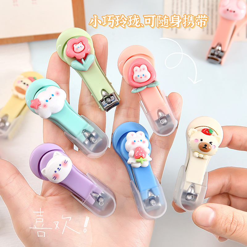 創意爪切りマカロン色の学生家庭用携帯折りたたみ爪切りネイルマニキュア飛散防止爪切り|undefined