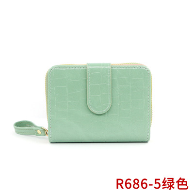 Nuevo estilo coreano de las mujeres cartera corta patrón de piedra moda hebilla de gran capacidad Multi-tarjeta monedero bolsa de identificación