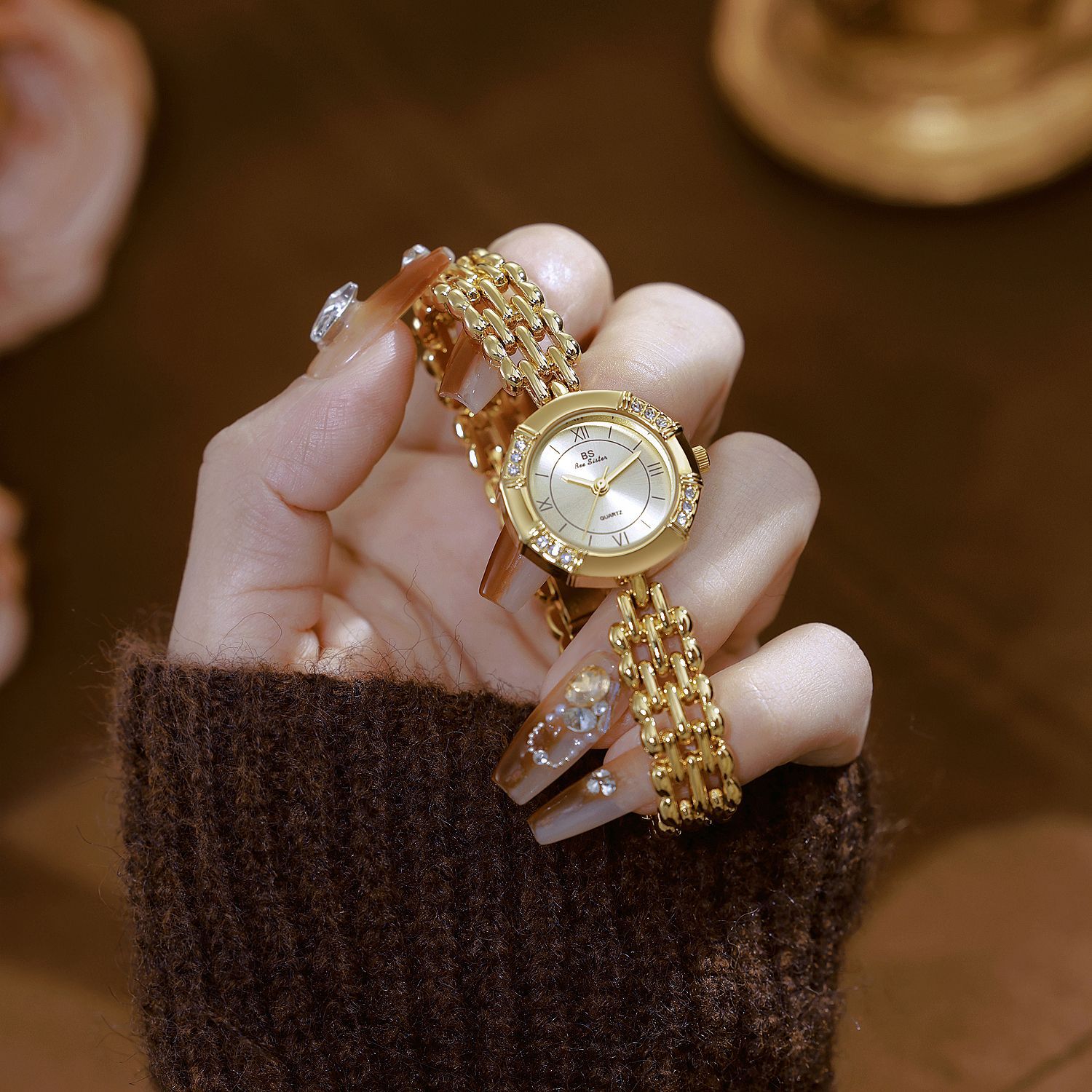 55g Weight Tempered Glass Mirror Material Fine Steel Strap Material Watch Classification Pointer Display Type Jewelry Buckle Buckle Style Diamond Dial Shape Casual, Tea Party Occasion Quartz Movement Solid Color Pattern All Seasons Season Women's Gender Elegant, Classic Style Style Elegant Classic Style Solid Color Jewelry Buckle Quartz Watch 4