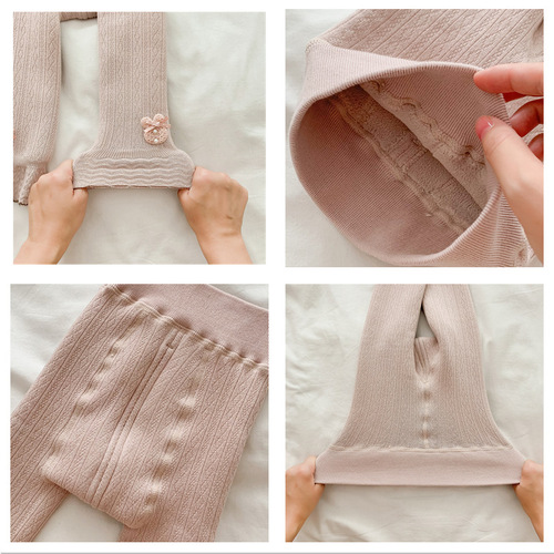 Children's thermal leggings with plush and thick padding, autumn and winter girls' leggings, baby cashmere warm open-leg nine-inch pants, wholesale