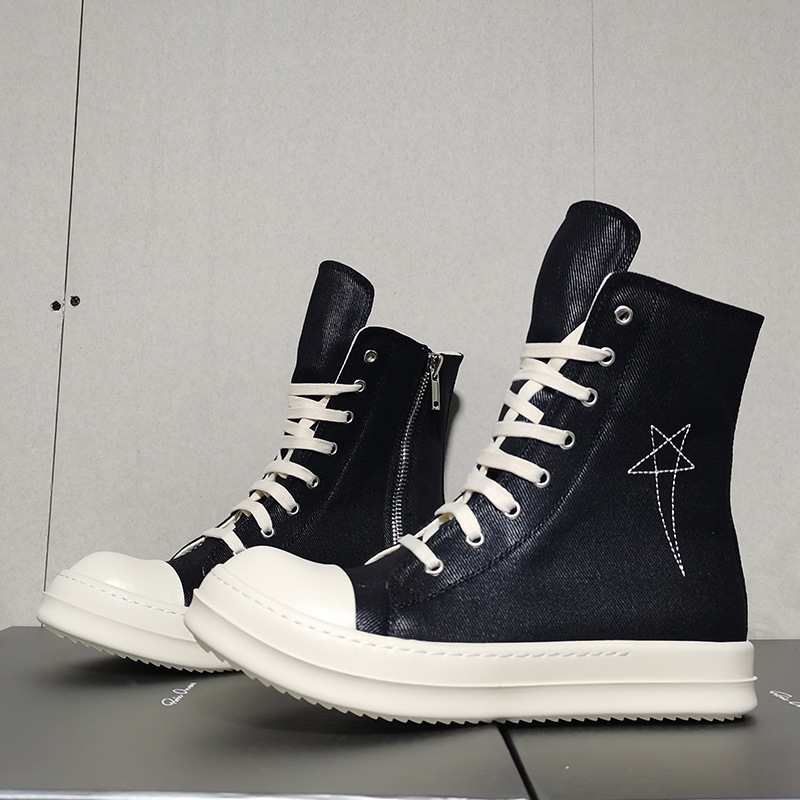 Höga canvas sneakers för herr med pentagram broderi_voghion.com