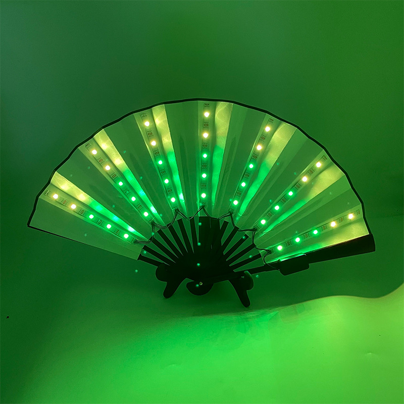 #585 10寸-发光扇子（白色扇子）-七彩流水（遥控）