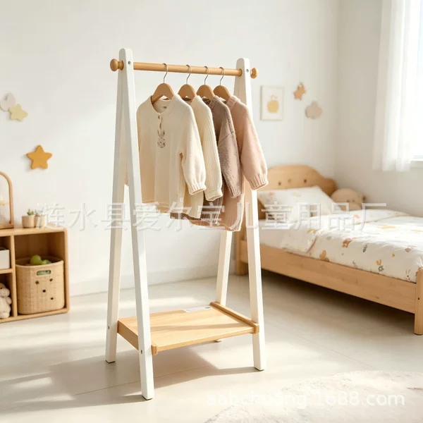 Factory stock, solid wood coat rack, children's bedroom clothes rack, kindergarten baby floor-standing clothes rack, cross-border