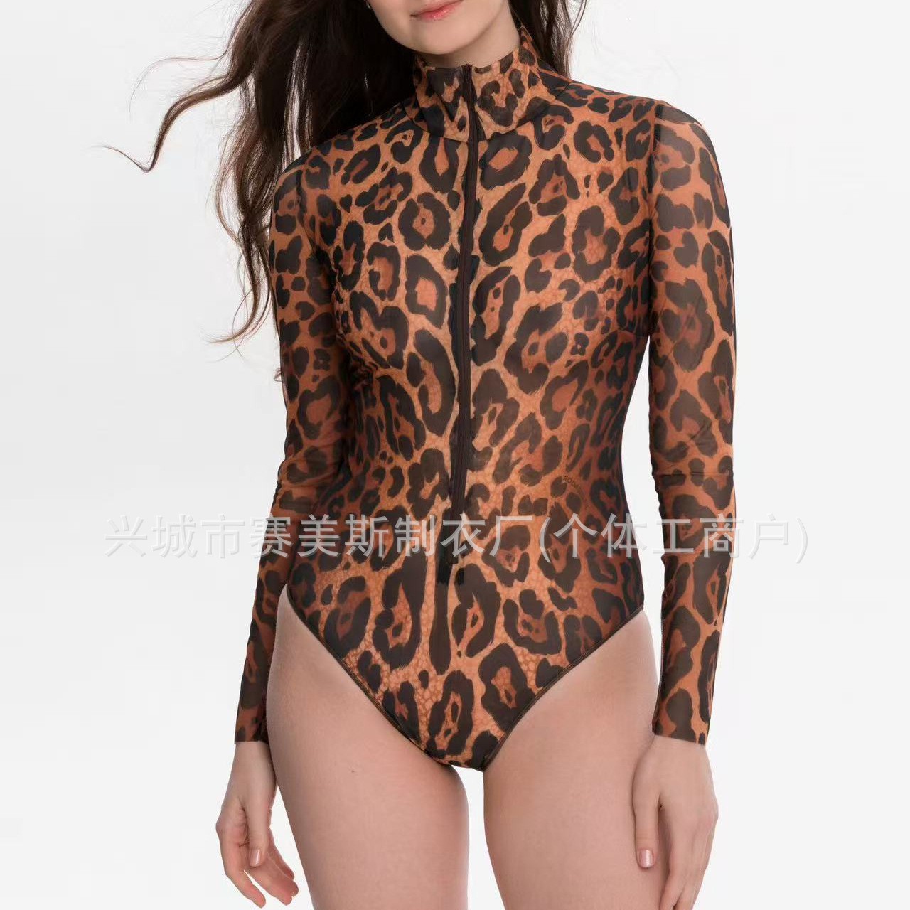 Russia 2025 Sexy Mesh Sunscreen One-Piece Bikini Leopard Print Swimsuit Купальник