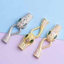 铜镀14k金色保色蛇形收尾扣 连接扣子 子母扣项链万能扣diy饰品扣