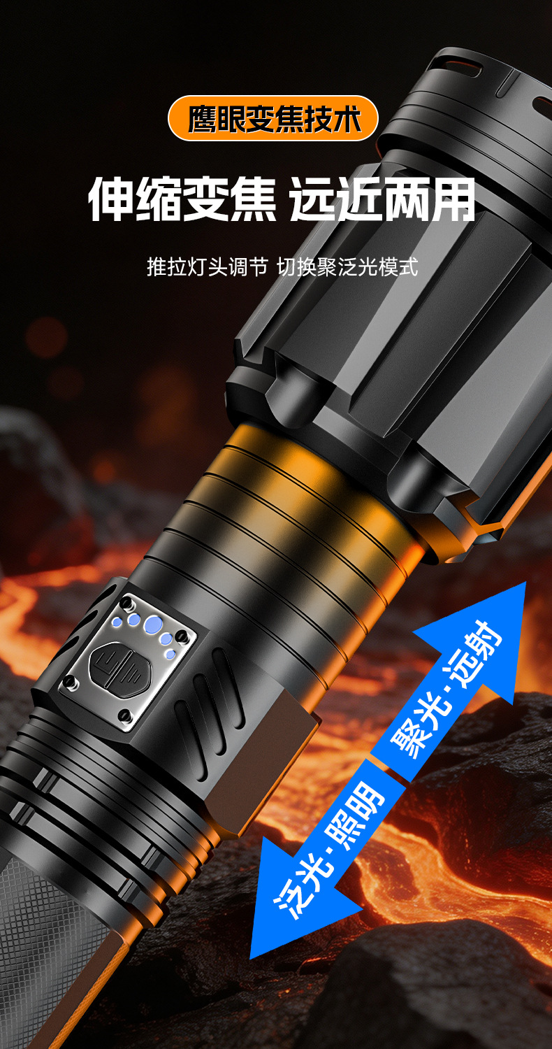 Cross-border best-selling alloy ultra-bright flashlight, zoomable high-intensity light for camping and outdoor use, wholesale