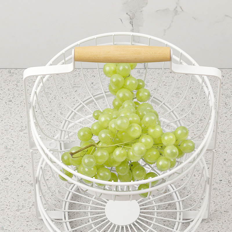 果蔬篮置物架可拆卸铁艺旋转置物篮浴室用品收纳篮两层水果收纳筐
