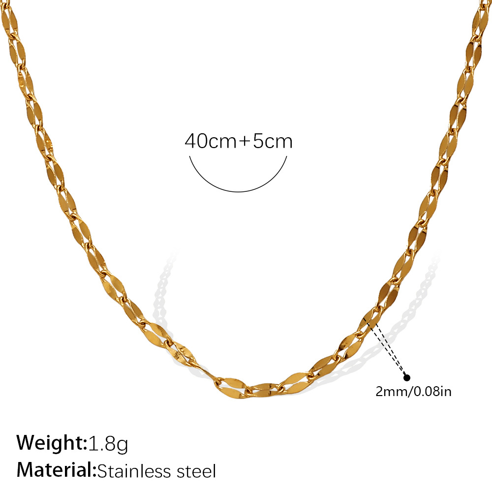 Collar versátil con cadena de hueso de serpiente estampado – cadena trenzada, chapado en oro 18K, personalidad femenina image 30