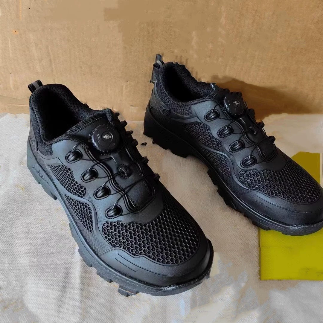 Аутентичные летние ультралегкие сетчатые кроссовки, дышащие спортивные кроссовки на открытом воздухе с автоматической пряжкой, тактическая мужская обувь, черные военные тренировочные кроссовки