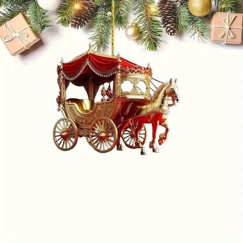 Navidad creativa carruaje de Navidad árbol de Navidad decoración transfronteriza nuevo acrílico plano colgante espejo retrovisor de automóvil