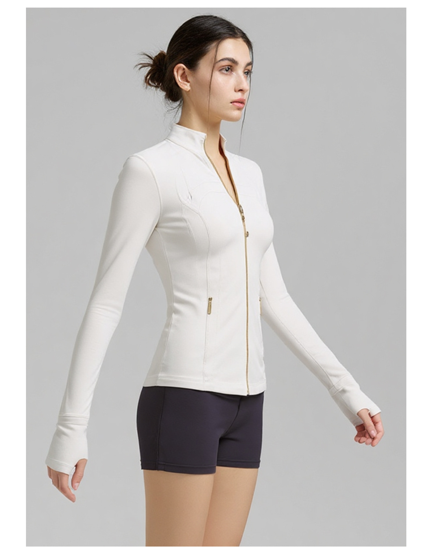 Women's Clothing Stand Up Collar Zip Up Cardigan Quick Drying Nylon Sports Top For Yoga Autumn Fashion_ecoleips.com