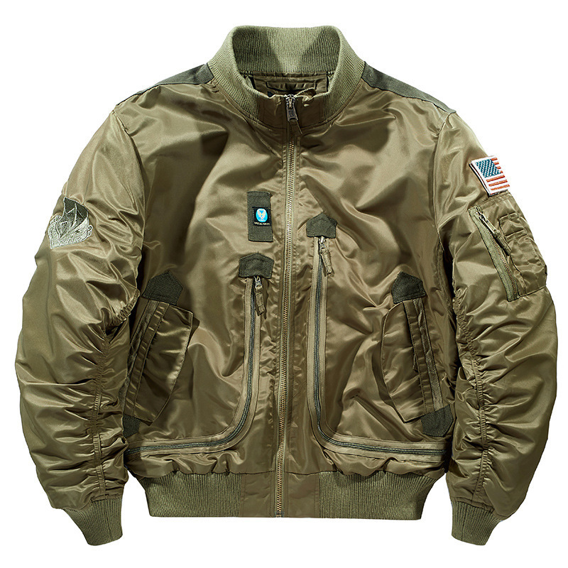 Spring and Autumn 2024 New Air Force Functional Flight Jacket Men's Ma1 Loose Large Size Jacket Stand Collar Baseball Uniform Trendy