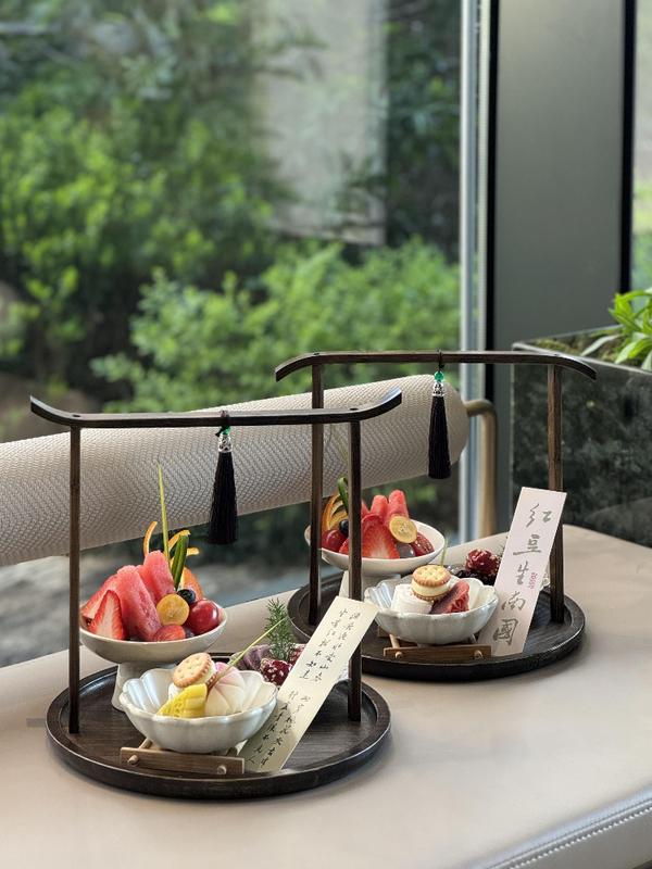 ✅中式茶歇摆盘春日茶席下午茶餐具展示架酒店会所中式点心摆|undefined