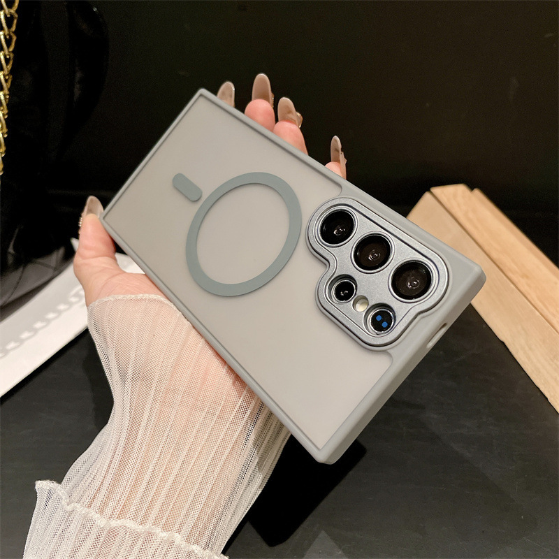 Samsung S25ultra つや消し肌感触磁気電話ケース S24plus オールインクルーシブレンズフィルム保護カバー S23 に適しています。|undefined