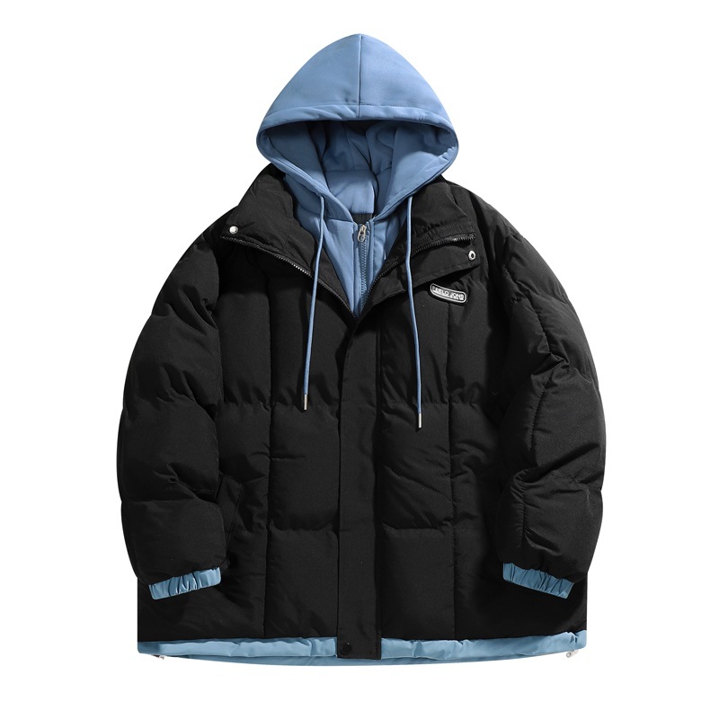 Chaqueta acolchada de algodón para hombres Otoño e Invierno forrada de lana engrosada marca de moda Chaqueta acolchada de algodón para jóvenes Estudiante de secundaria falso Abrigo acolchado de algodón de dos piezas