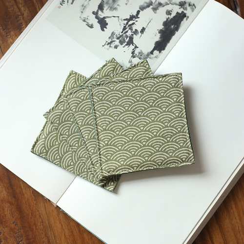 40 colors high-end Chinese style square cotton and linen jacquard fabric placemats printed brocade Japanese style tea coasters insulation mats logo