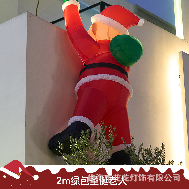 Decoración navideña dibujos animados Papá Noel escalada pared molde inflable atmósfera decoración navideña accesorios colgantes al aire libre
