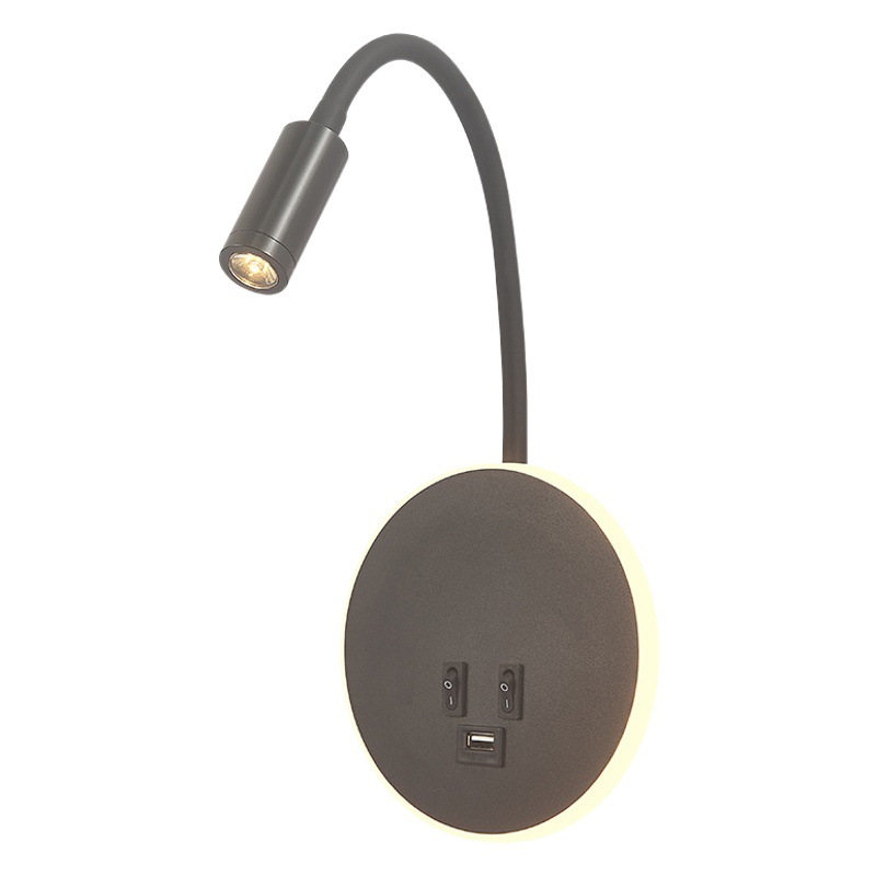 Lámpara de pared de lectura minimalista lámpara de pared de noche de hotel estilo americano con USB ángulo ajustable lámpara de dormitorio minimalista moderna