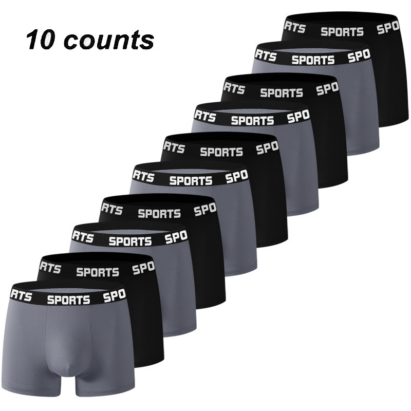 Boxer da uomo traspiranti, intimo sportivo, design ad alta elasticità con quattro angoli, stile europeo/americano, misto cotone e spandex._voghion.com