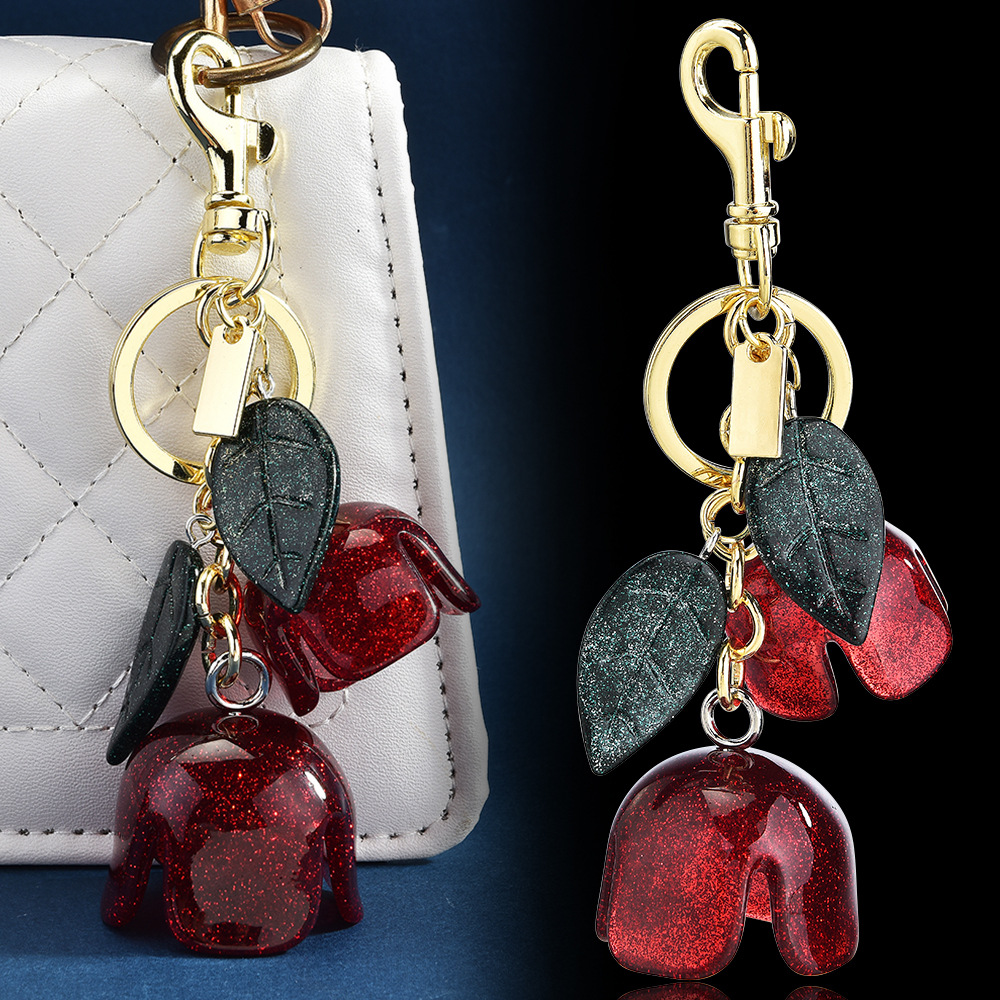 Estilo explosivo transfronterizo llavero de flor de rosa bolso de flor de cristal colgante de bolso de flor de borla femenina joyería al por mayor