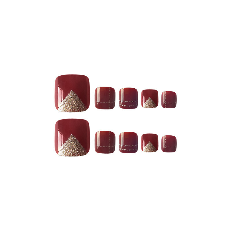 Comercio exterior oro líneas manicure pie pie pie piezas de manicure al por mayor otoño invierno venta caliente vino rojo uñas de los pies desgaste piezas de uñas de los pies image 6