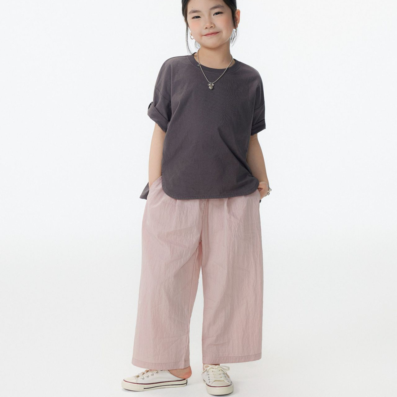 BOBOKIDS 26春夏童装日系男女儿童净色梭织九分萝卜裤休闲裤亲子