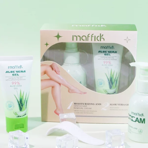 Maffick Hair Removal Cream Aloe Vera Set Quick Hair Removal Without Irritation Aloe Vera Moisturizing and Repairing