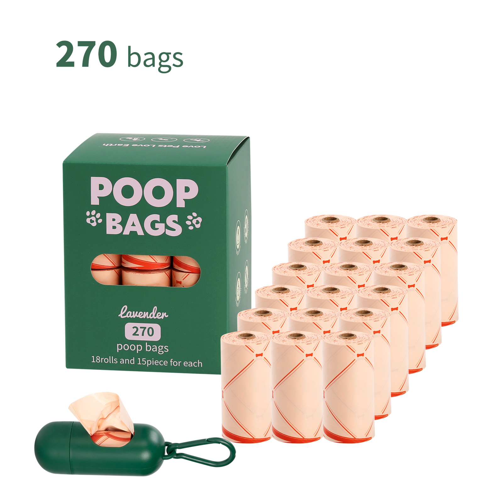 Nuevo medio ambiente biodegradable bolsa de basura de mascotas bolsa de basura distribuidor de bolsa de heces OPP caja de cabeza de fijación empaquetada bolsa de heces