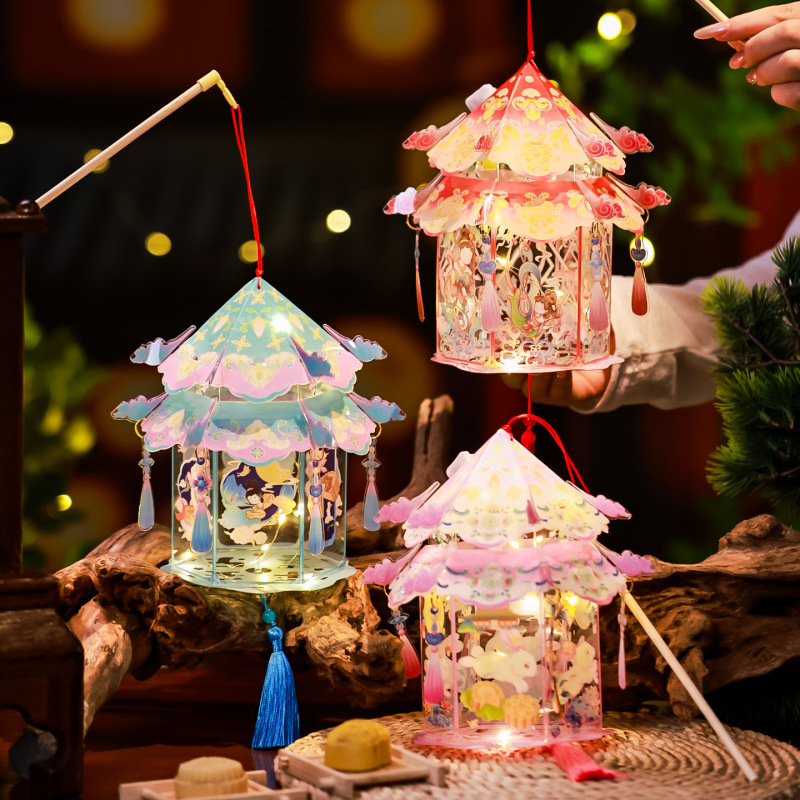 Lanterns for the Lantern Festival DIY 2026 New Model Year of the Horse Outdoor Children's Handheld Ancient-Style Palace Lanterns Glowing Small Flower Lanterns